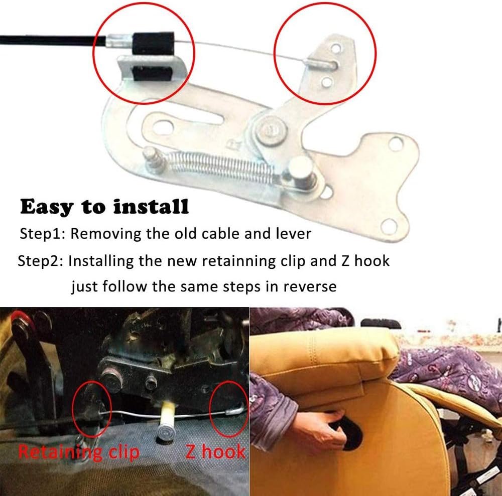 ttmagic 2Pcs Metal Recliner Handle Replacement Parts with Cable, Universal Sofa Chair Couch Release Lever Pull Handle, Fits Ashley and Most Recliner Sofa Brand, Exposed Cable Length 4.9