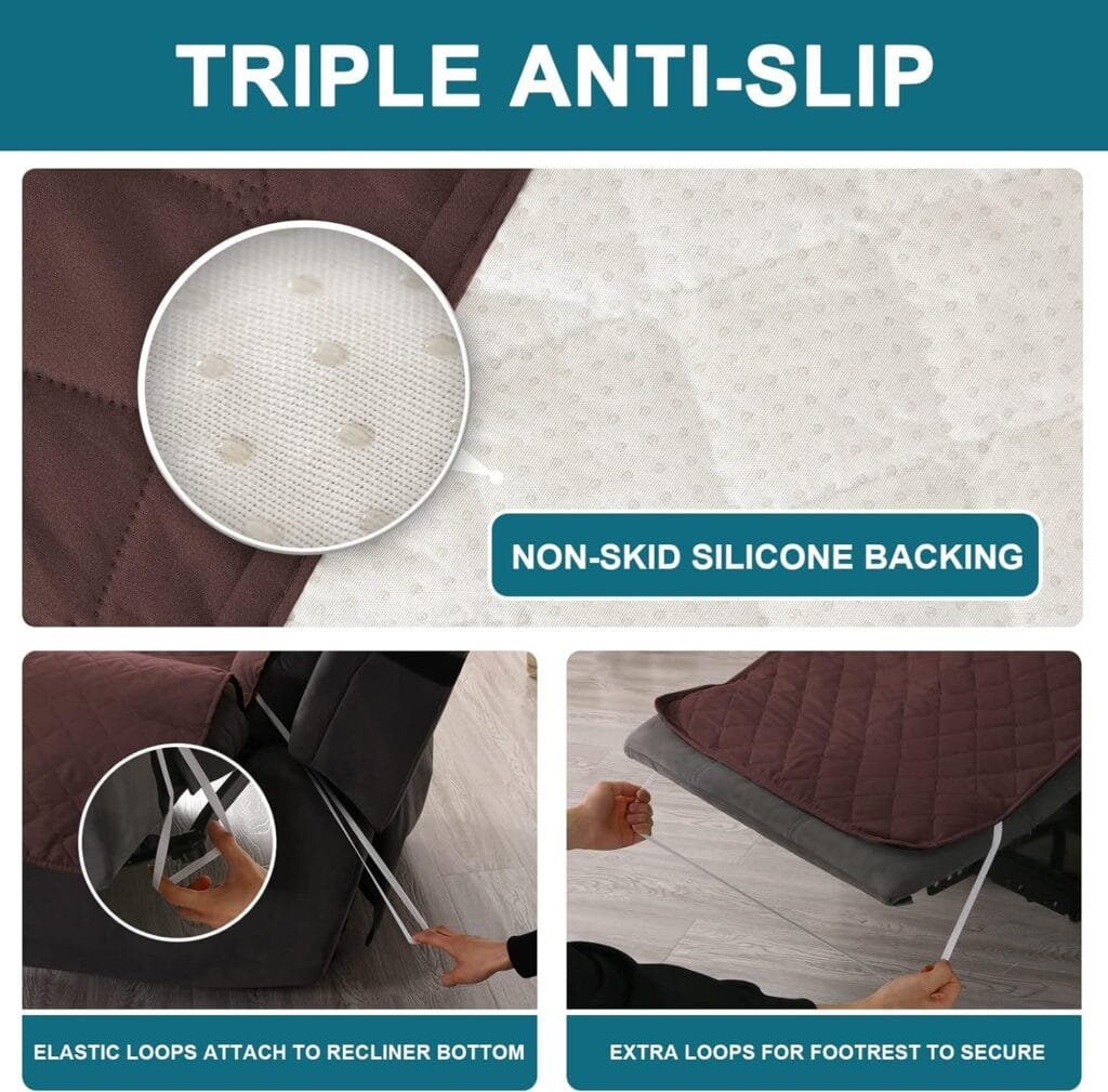 Turquoize 100% Waterproof Power Lift Recliner Cover for Elderly Non Slip Recliner Slipcovers for Power Lift Recliner Chairs Recliner Protector for Elderly,Kids,Dog (Power Lift Recliner 22, Brown)