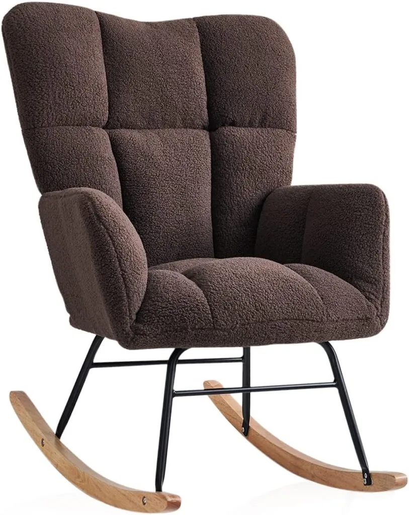Ugijei Rocking Chair Nursery, Teddy Glider Rocker with High Backrest, Modern Rocking Accent Chairs for Nursery, Living Room, Bedroom (Ivory) Ugijei Rocking Chair Nursery, Teddy Glider Rocker with High Backrest, Modern Rocking Accent Chairs for Nursery, Living Room, Bedroom (Ivory)
