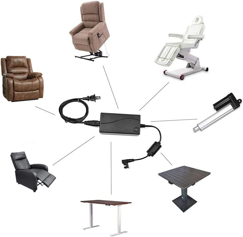 Upgraded Recliner Power Supply, Recliner Adapter Magnetic Ring Universal AC/DC Switching Power Supply Transformer 29V 2A with AC Power Recliner Cord for Lift Chair Okin Limoss Lazboy Pride etc.