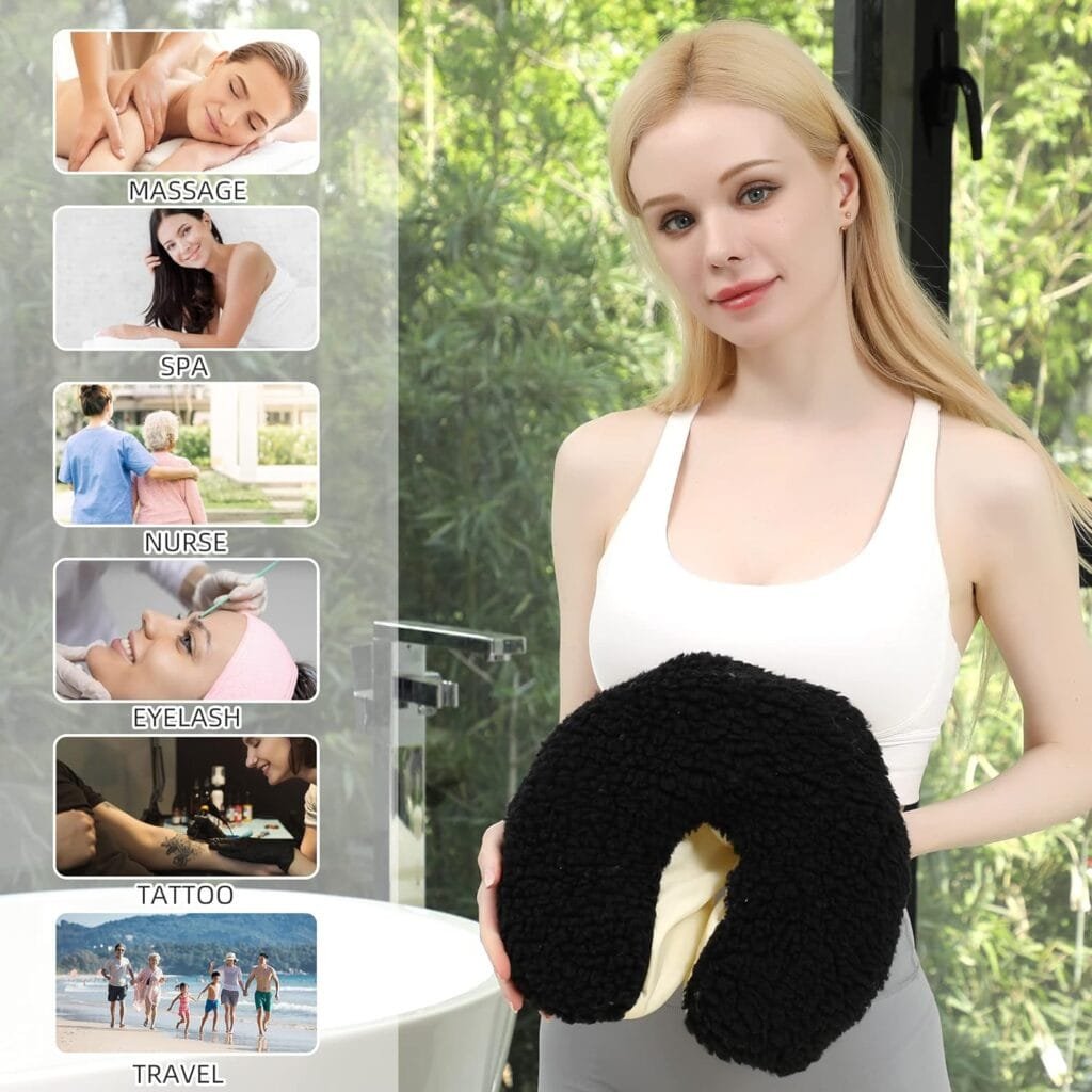 Uralili Soft Fleece Massage Table Face Cradle Cover Berber Fleece Beauty Bed Headrest Pillow (Black)