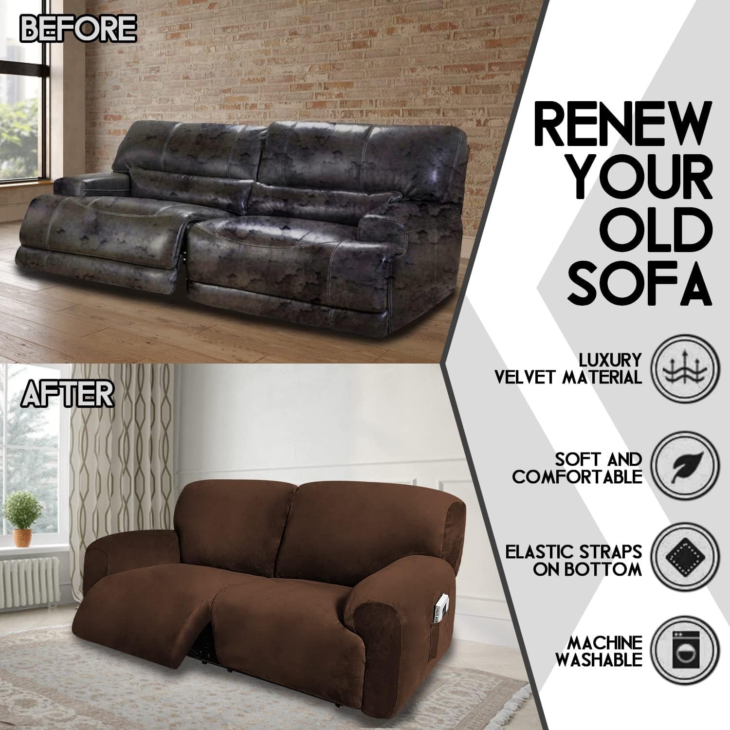 Velvet Stretch Reclining Sofa Cover Review