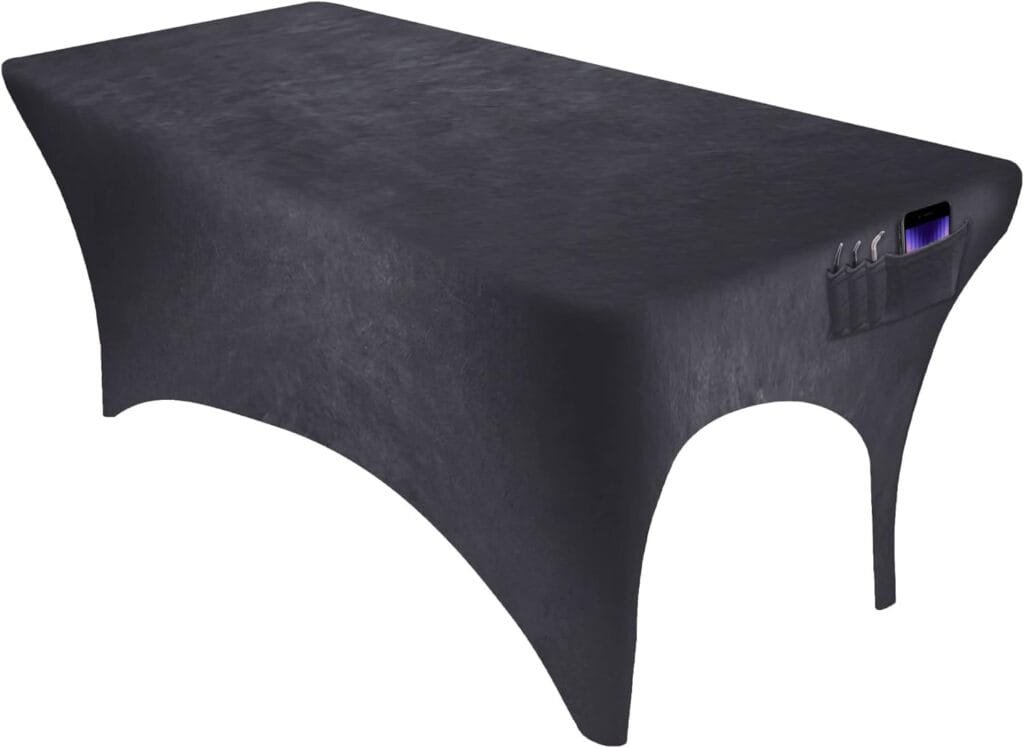 Velvet Stretchy Massage Bed Table Sheet Cover for Lash Bed or Massage Table with Pocket and Cut-Out for Leg RooM (Dark Gray Velvet)