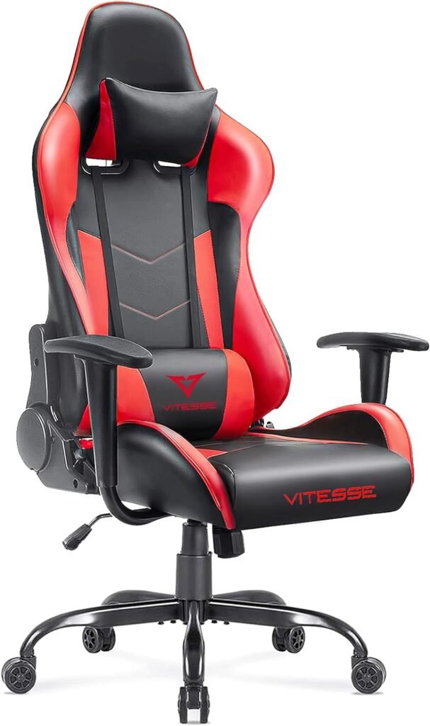 VITESSE Ergonomic Red Gaming Chair for Adults, 330 lbs PC Computer Chair, Racing Office Chair, Silla Gamer Height Adjustable Swivel Chair with Lumbar Support and Headrest…