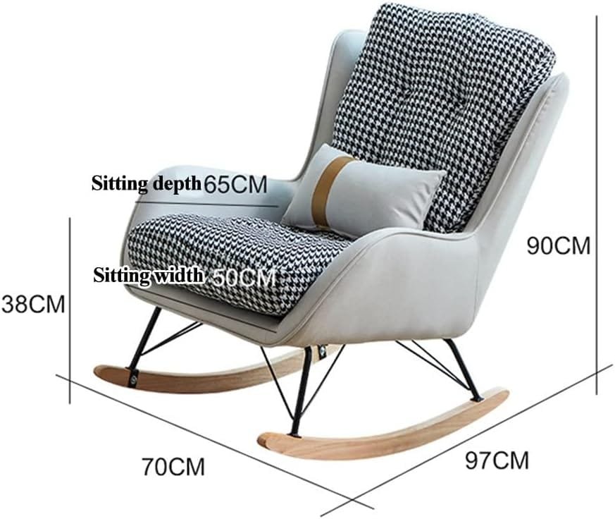 WAEYZ Modern Rocking Chair, Uplostered Rocker Armchair for Baby Nursery, Glider Chair for Living Room, Bedroom, Lazy Fabric Leisure Recliner (Color : Style3, Size : 70 * 97 * 90cm)