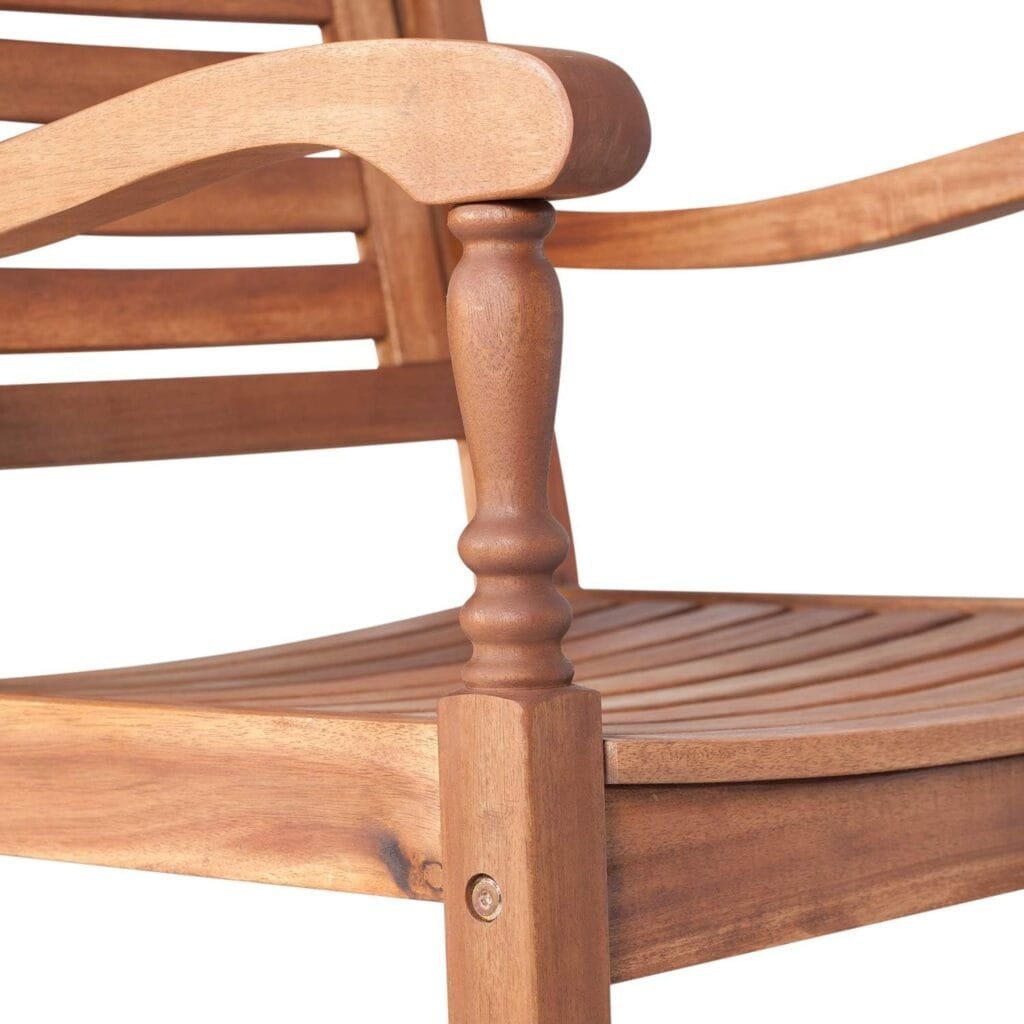 Walker Edison Montego Traditional Acacia Wood Slat Back Patio Rocking Chair, 42 Inch, Brown