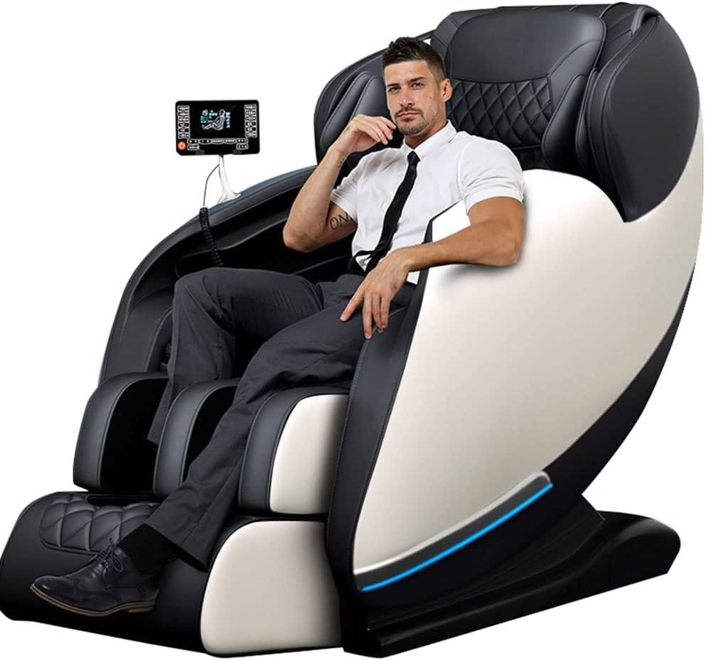 WAWINDS Massage Chair Full Body Recliner - Zero Gravity with Heat and Shiatsu Massage Foot Massage Office Chair LCD Touch Screen Display Bluetooth Speaker Airbags Foot Rollers (White)