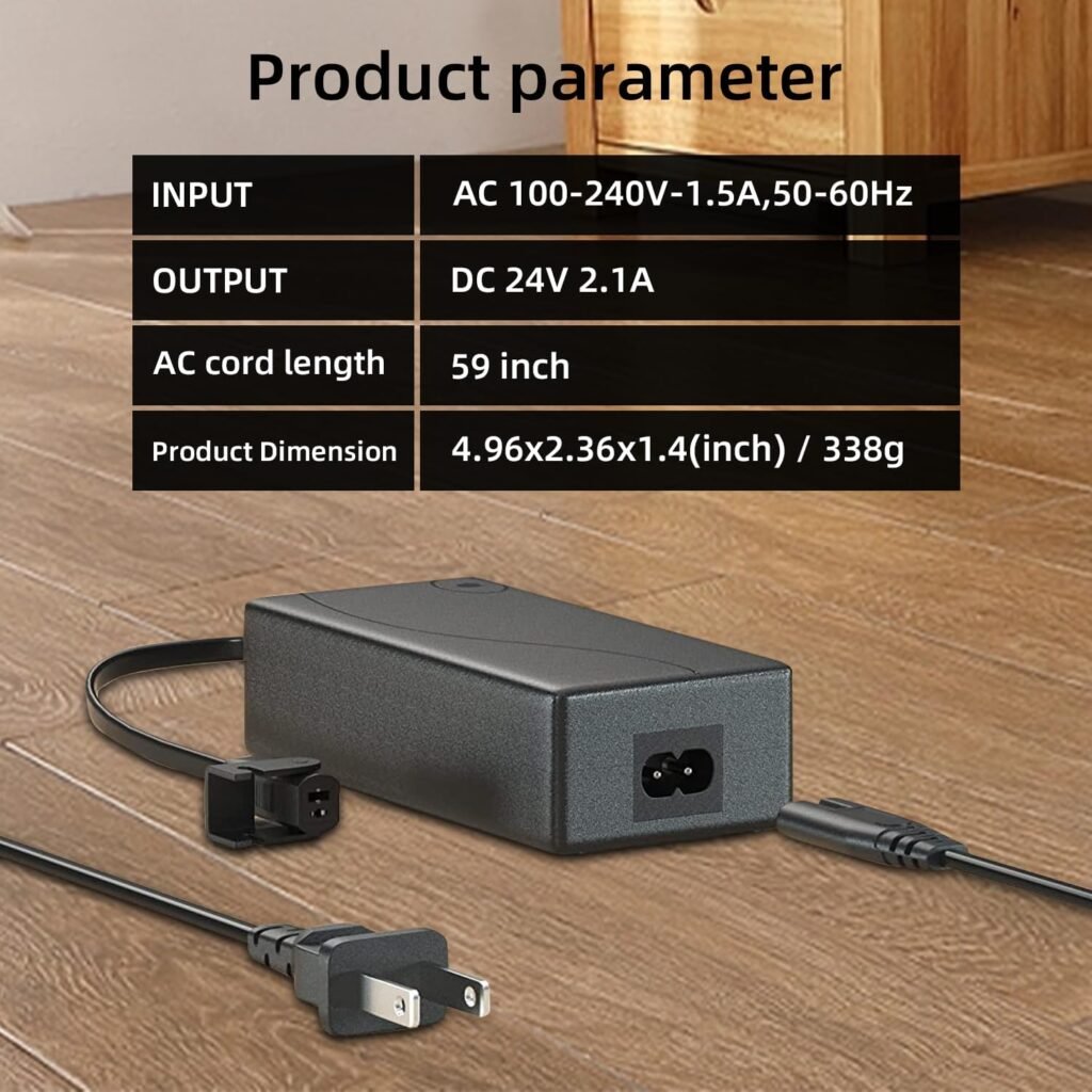 Weilianda Power Recliner Power Supply,Recliner Power Cord Replacement,AC/DC Switching Power Supply Transformer 2-Pin 24V 2.1A Adapter with AC Power Cord,Perfect for Lift Chair or Power Recliner Sofa