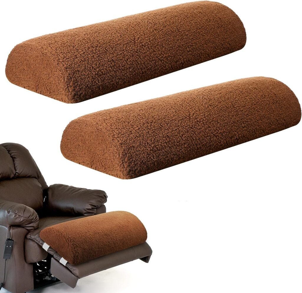 Wesiti 2 Pcs Leg Pillows for Sleeping Sherpa Covered Foam Bolster Pillow Half Moon Foot Pillow Multi Purpose Recliner Leg Rest Cushion for Bed Chair Sofa Back Lumbar Support, 23 x 10 x 4 in (Brown)