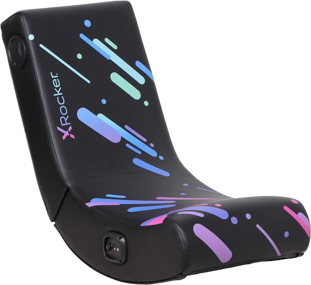 X Rocker Galaxy Printed PU Floor Gaming Chair, Headrest Mounted Speakers, 2.0 Bluetooth Audio System, Wireless, Recliner, 5110201, 33.46 x 25.59 x 16.14, Amazon Exclusive, Black