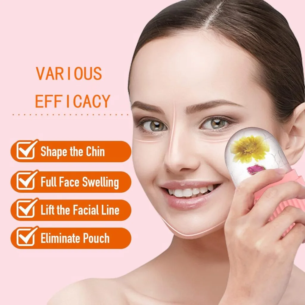 XHJRI Ice Cube Roller Massager for Face, Eyes and Neck Naturally Conditioning and Skin Care,De-Puff Eye Bags,Reduce Migraine Pain,Reusable Massage Silicone Ice Mold (Pink) XHJRI Ice Cube Roller Massager for Face, Eyes and Neck Naturally Conditioning and Skin Care,De-Puff Eye Bags,Reduce Migraine Pain,Reusable Massage Silicone Ice Mold (Pink)