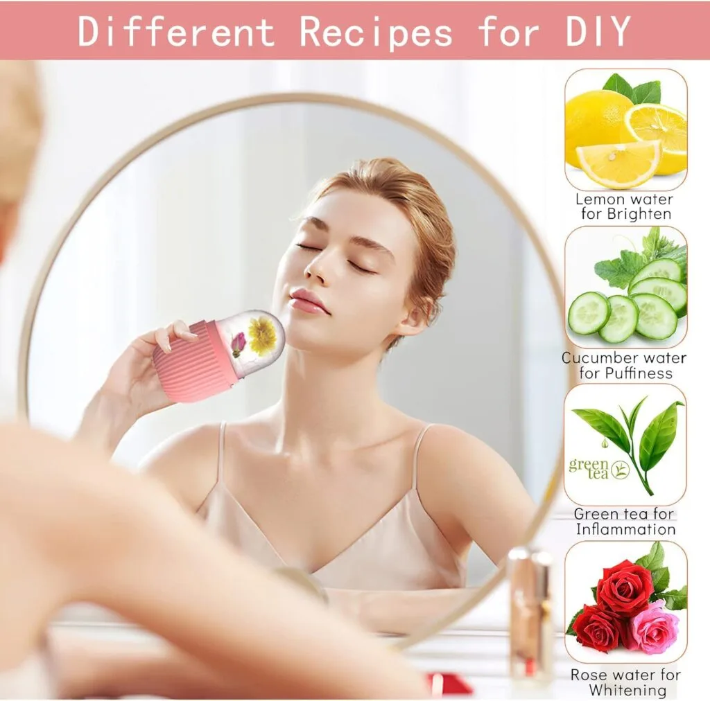 XHJRI Ice Cube Roller Massager for Face, Eyes and Neck Naturally Conditioning and Skin Care,De-Puff Eye Bags,Reduce Migraine Pain,Reusable Massage Silicone Ice Mold (Pink) XHJRI Ice Cube Roller Massager for Face, Eyes and Neck Naturally Conditioning and Skin Care,De-Puff Eye Bags,Reduce Migraine Pain,Reusable Massage Silicone Ice Mold (Pink)