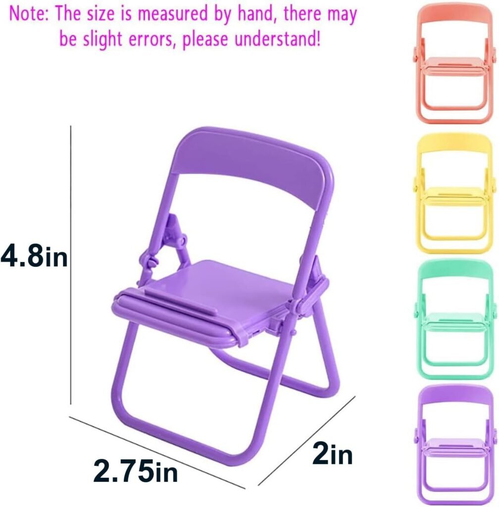 XIDIAK 10pcs Folding Chair Phone Stand, Mini Foldable Chair Phone Stand, Candy Color Universal Mobile Phone Holder, Foldable Stool Desk Decor Gift Accessories, Cute Mini Things