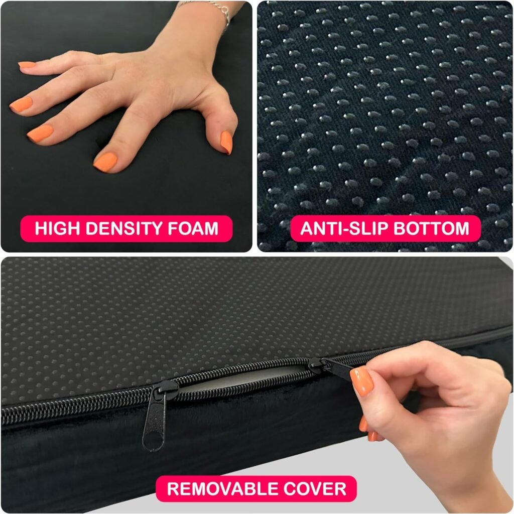 XOLLOZ Curvy Massage Bed Topper | High Density Foam Lash Bed Cushion with Soft Touch Short Plush and Ergonomic Design | Excellent Topper for a Beauty Salon (Black - 28in)