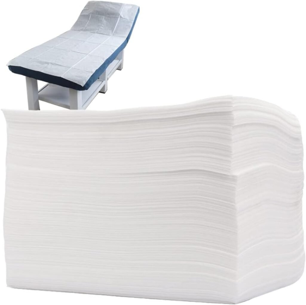 YEEOZOE Disposable Massage Table Sheets 100PCS, 71 X 31 White Spa Bed Covers, Breathable Non-Woven Fabric Sheets for Lash, Wax, Tattoo