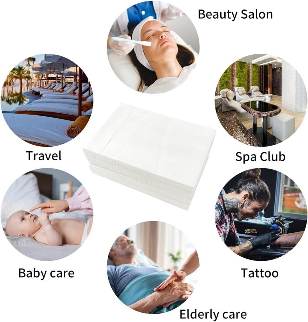 YEEOZOE Disposable Massage Table Sheets 100PCS, 71 X 31 White Spa Bed Covers, Breathable Non-Woven Fabric Sheets for Lash, Wax, Tattoo