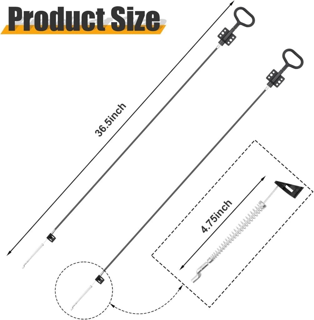 YEYETUO Sofa Recliner Cables, 2PCS Couch Release Cables Replacement D Ring Couch Recliner Pull Handle, Recliner Pull Cable Replacement Hook Exposed Cable Length 4.75 Inch, Total Length 36.5 Inch
