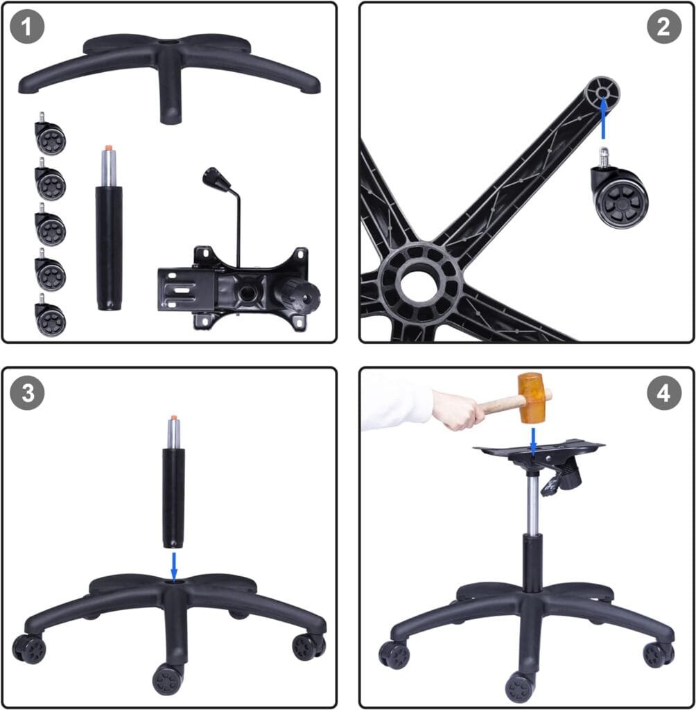 Yoogu 28inch 350lbs Heavy Duty Gaming Office Chair Replacement Base Swivel Chair Base with Bottom Plate Stand Cylinder and Casters