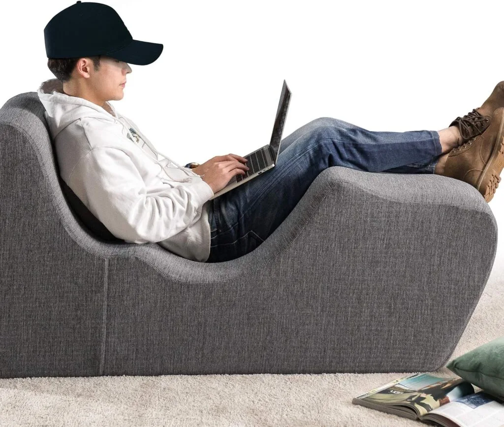 ZINUS Lotus Zero Gravity Chaise Lounger / Foam Recliner for Living Room / Ergonomic Positioning for Better Relaxation / Pillow Included / No Assembly Dark Grey 59D x 23W x 28.5H in ZINUS Lotus Zero Gravity Chaise Lounger / Foam Recliner for Living Room / Ergonomic Positioning for Better Relaxation / Pillow Included / No Assembly Dark Grey 59D x 23W x 28.5H in
