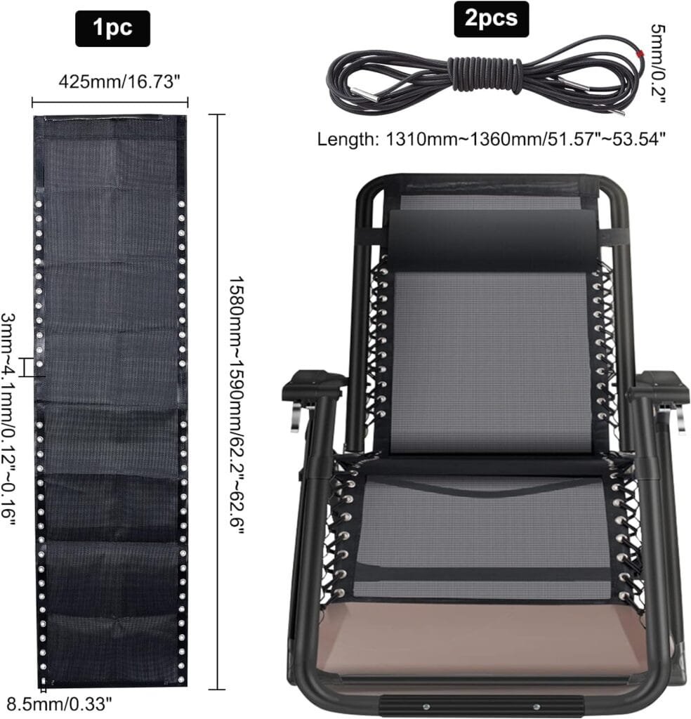 AHANDMAKER Chair Replacement Fabric, Black Folding Chair Repair Cloth Part for Zero Gravity Chair, Recliners, Zero Gravity Chairs Repair Tool, Lounge Chair, Bungee Chair