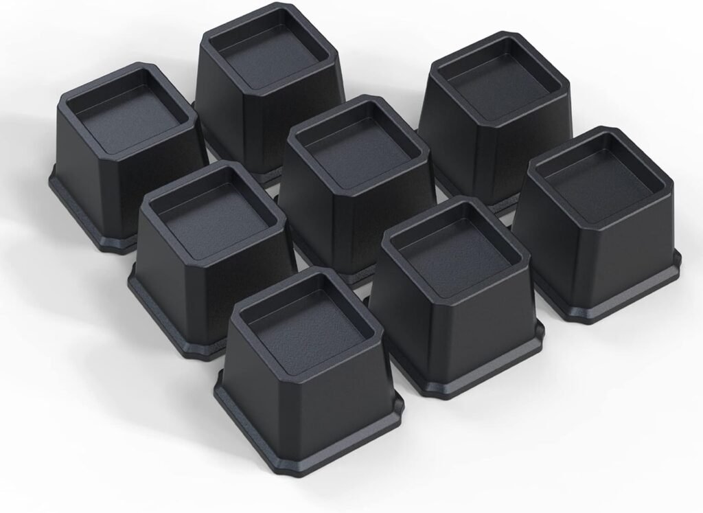 Ahasolid Bed Risers 3 Inch Heavy Duty, Furniture Risers for Bed Frame, Couch, Desk, Chair, Lifts Up to 1,500 lb, Set of 8, Black