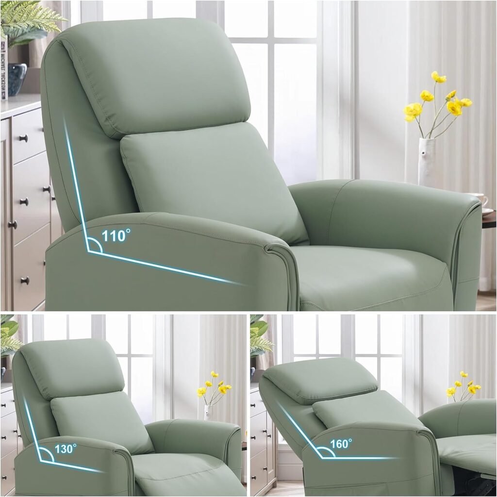 Amazon Brand- Power Recliner Chair with Powerful Shiatsu Waist Massage,Shiatsu Massage Recliner, Silicone Leather,One Package, Remote Control (Light Green)