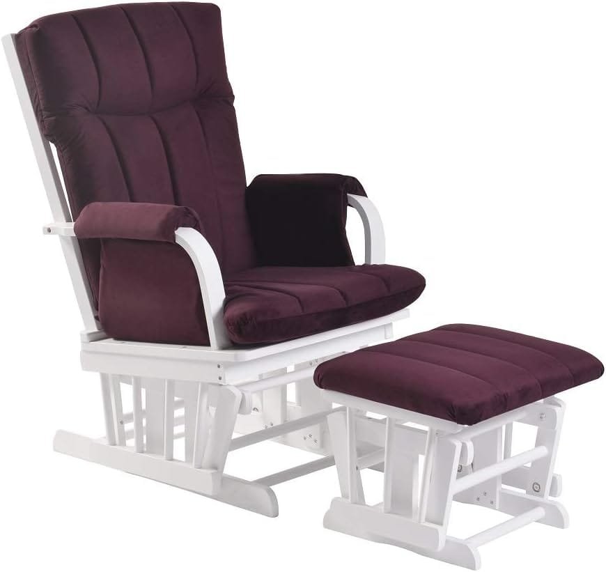 Artiva USA Home Deluxe Microfiber Wood Glider with Ottoman Set