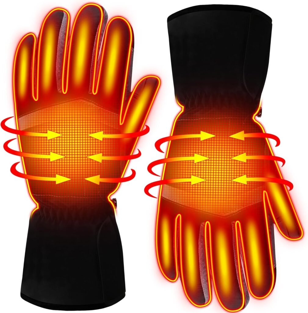 Autocastle USB Heated Gloves for Men Women Rechargeable Battery Heating Gloves Winter Warm Electric Gloves Touchscreen Hand Warmer Gloves Waterproof Thick Cotton Heat Gloves for Hunting Skiing Cycling