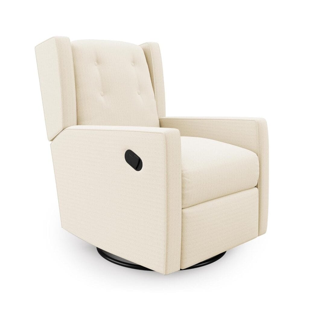 Baby Relax Mikayla 4-in-1 Swivel Glider Rocker Recliner Chair, White Microfiber