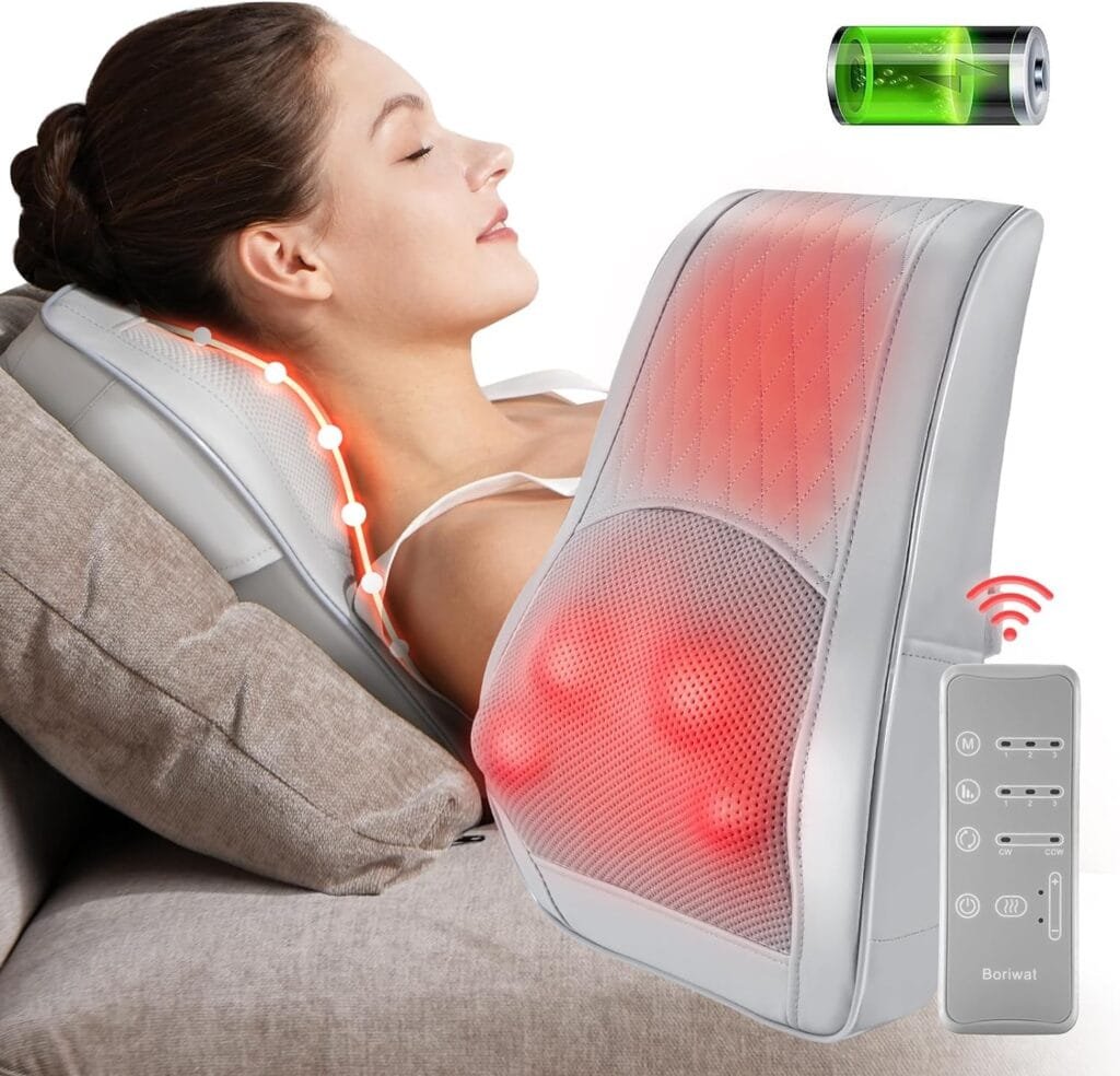Back Massager with Heat, Cordless MassagersRemote Control, Shiatsu Neck Massage Pillow for Back, Shoulder, Leg Pain Relief, Gifts for Men Women Mom Dad, Stress Relax at Home Office and Car