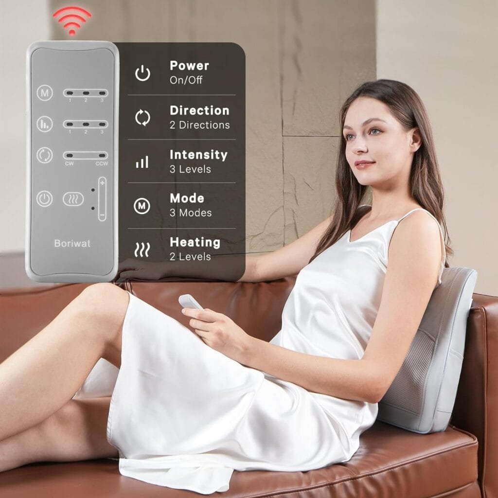 Back Massager with Heat, Cordless MassagersRemote Control, Shiatsu Neck Massage Pillow for Back, Shoulder, Leg Pain Relief, Gifts for Men Women Mom Dad, Stress Relax at Home Office and Car