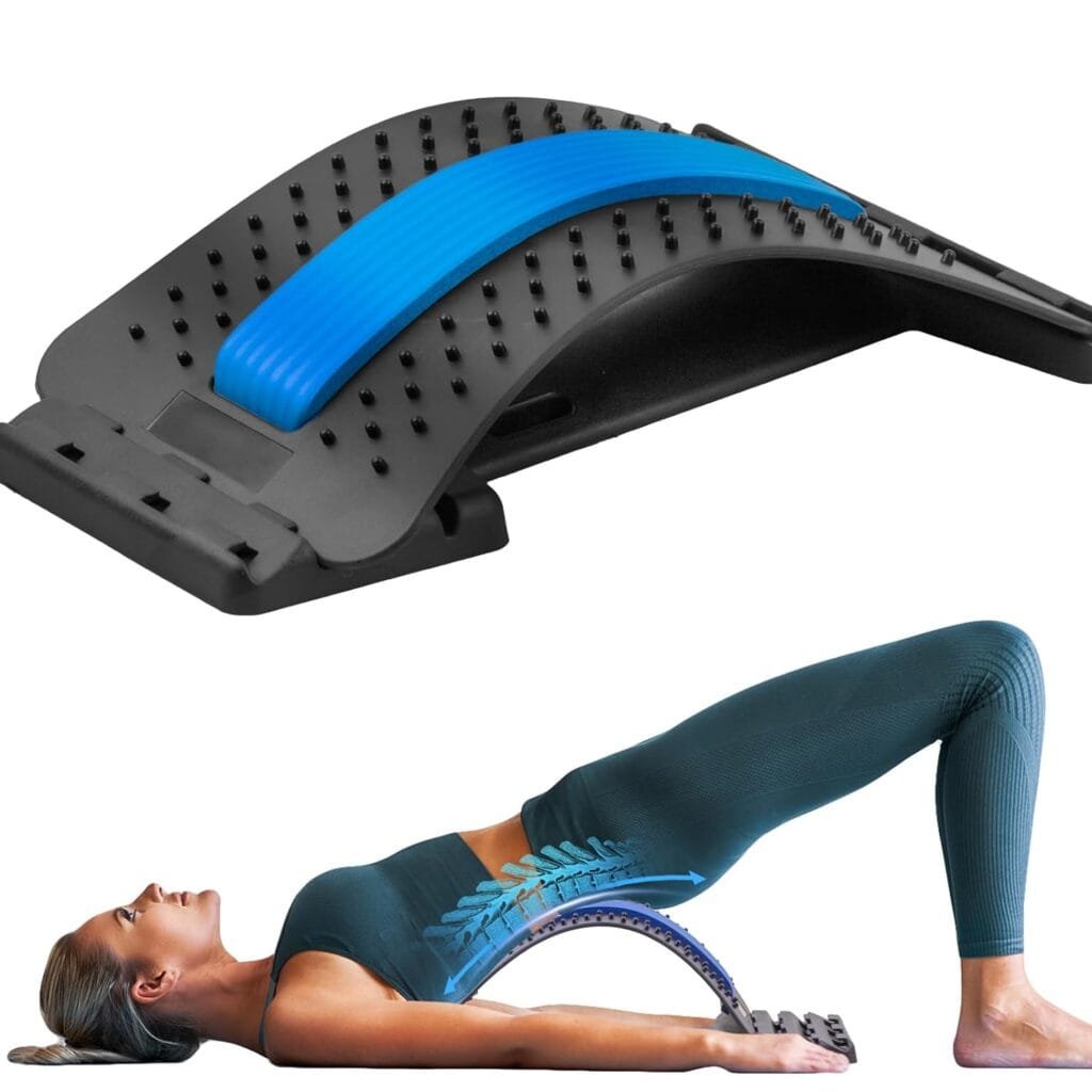 Back Stretcher for Lower Back Pain Relief, 4 Level Adjustable Lumbar Back Cracking Device for Herniated Disc, Scoliosis, Spine Decompression, Upper  Lower Best Back Pain Relief Support Spine Board