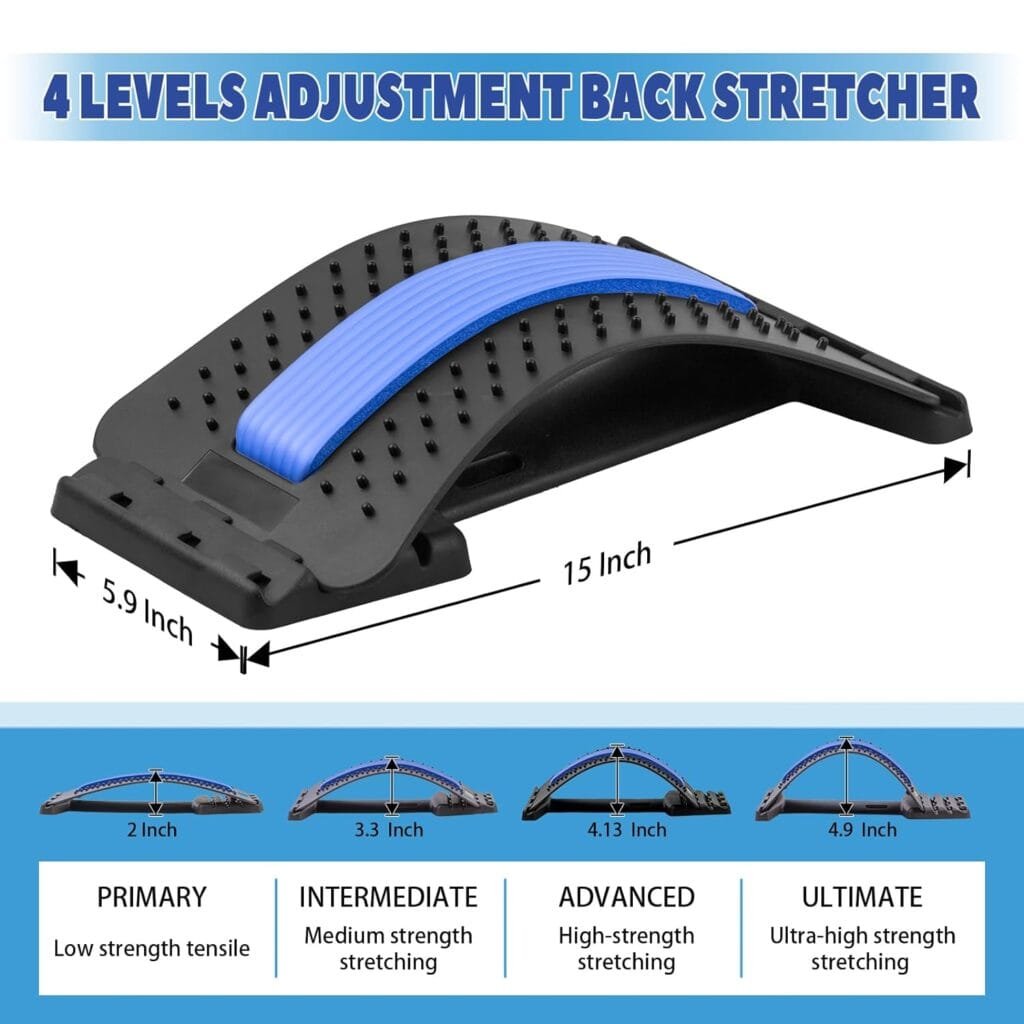 Back Stretcher for Lower Back Pain Relief, 4 Level Adjustable Lumbar Back Cracking Device for Herniated Disc, Scoliosis, Spine Decompression, Upper  Lower Best Back Pain Relief Support Spine Board