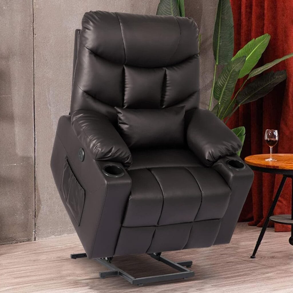BAIJIAWEI B Power Lift Recliner Chair, Fabric Electric Recliner with Vibration Massage  Heat Function, Heavy Duty Recliner with Remote Control, 3 Positions, USB Port