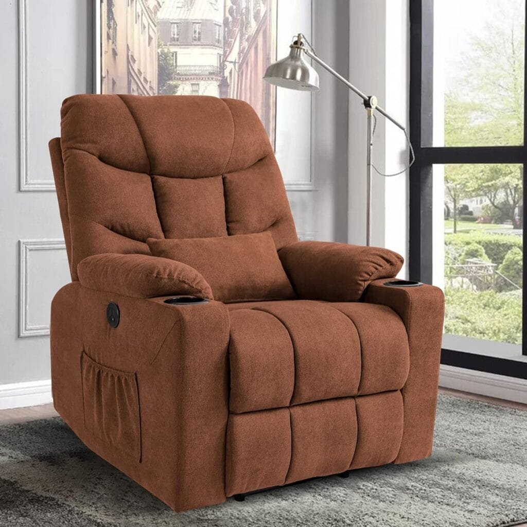 BAIJIAWEI B Power Lift Recliner Chair, Fabric Electric Recliner with Vibration Massage  Heat Function, Heavy Duty Recliner with Remote Control, 3 Positions, USB Port
