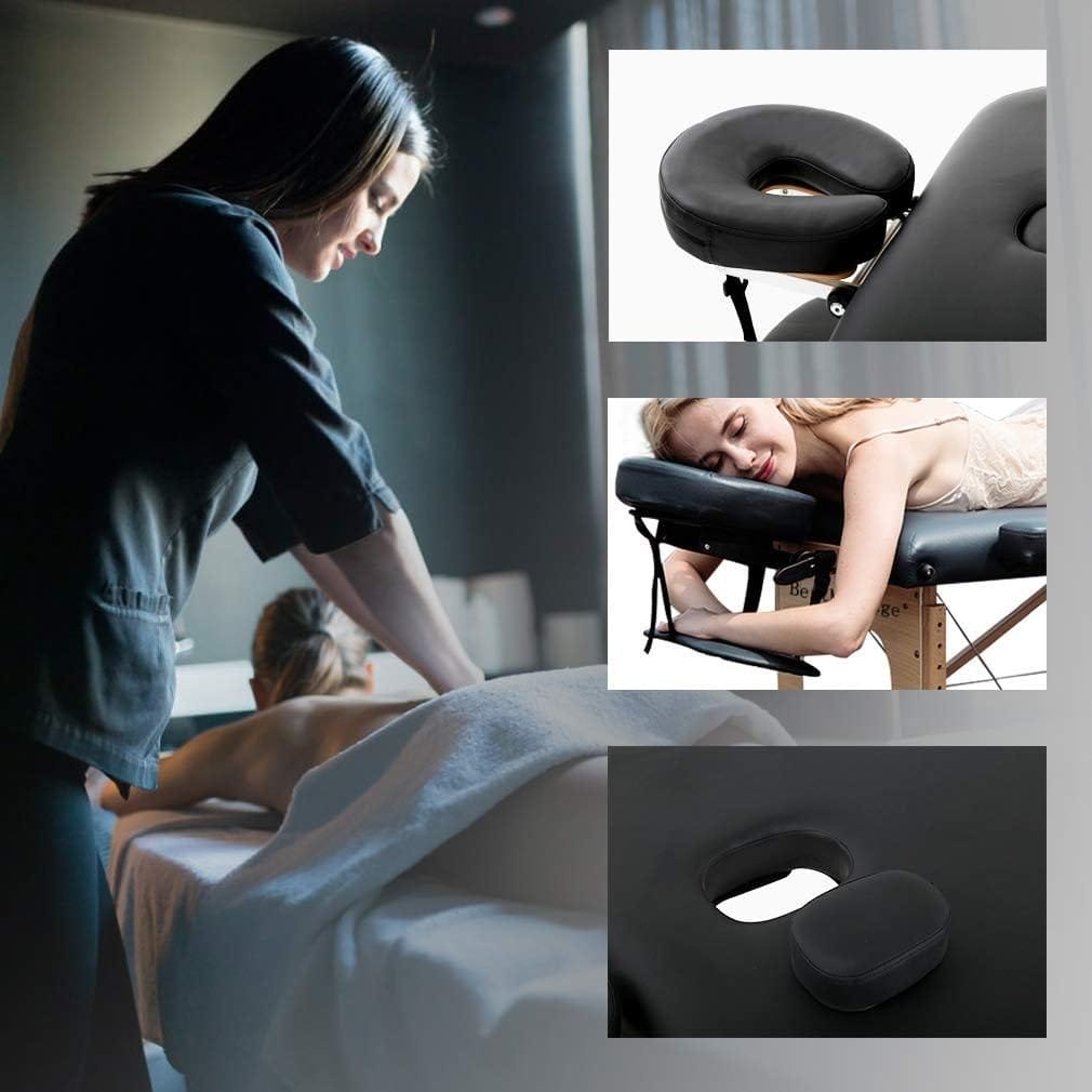 BestMassage Spa 88”L 35”W Height Adjustable 2 Fold Portable 2.5 Inch Sponge Pad Massage Table Facial Cradle Salon Tattoo Bed with Carry Case, Black