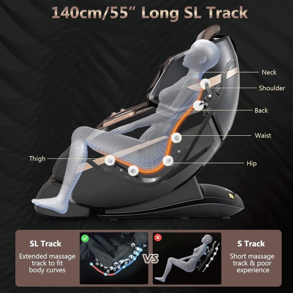 BHVXW 3D Double SL-Track Electric Full Body Zero Massage Chair w/Heat Roller