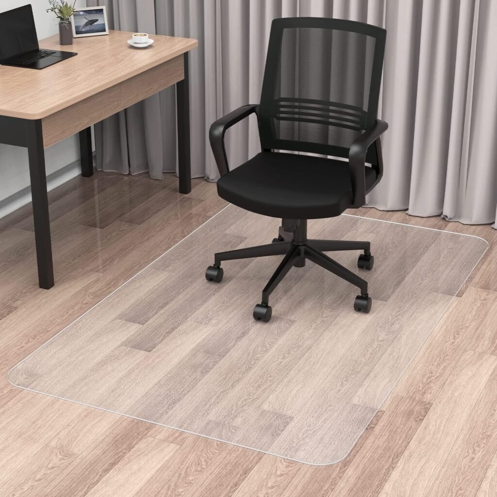 Blvornl Office Chair Mat for Hard Wood Floor, Durable Plastic Protector Floor Mat for Office Chair, Rectangle Transparent PVC Computer Hard Floor Chair Mat for Desk, Office, Home (Clear, 48 X 60in)