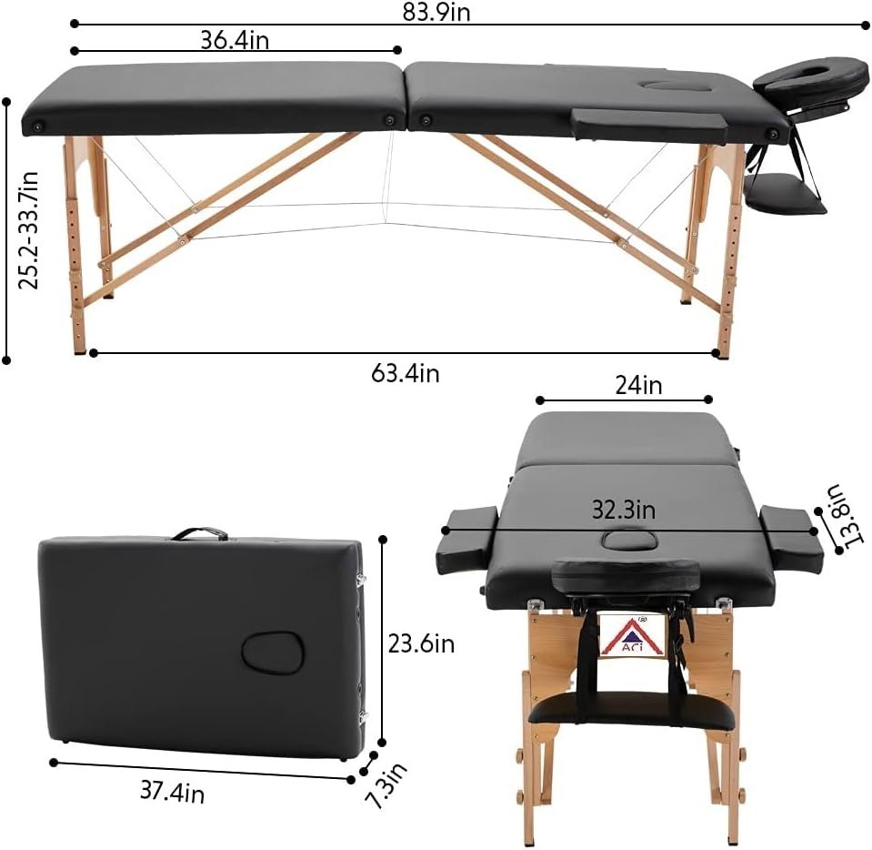 BMS 2 Bolster Hanger Massage Table MT-TSF2-Black, Black