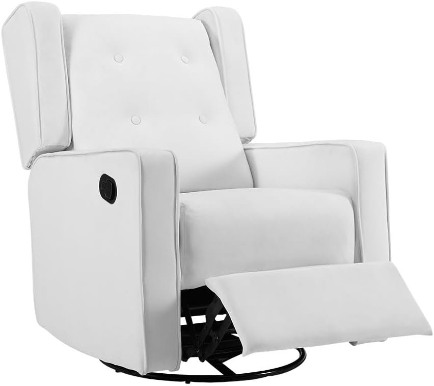 Bond with Your Baby, Relax in Style with Odelia 360° Swivel Glider Rocker Recliner, Nursery Breastfeeding Maternity Chair with Plush Cushioning, Soothing Rocking Motion, Microfiber - Bright White