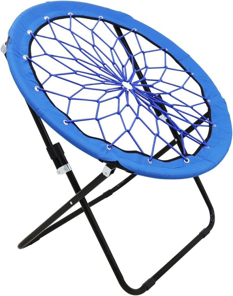 CAMP SOLUTIONS Bungee Chair Portable Foldable, Dish Chair Bunjo Game Chair for Gift Outdoor and Indoor and Camping and BBQ (Royal Blue)