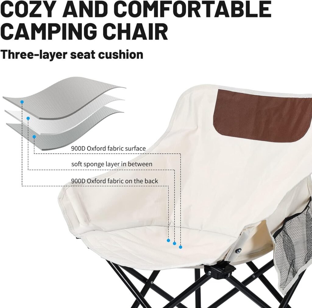 Camping Chairs Lawn Chairs Portable Chair Support 265lbs,Foldable Chair Sets up in 4 Seconds, Backpacking Chair with Carring Bags, White 2 Pcs