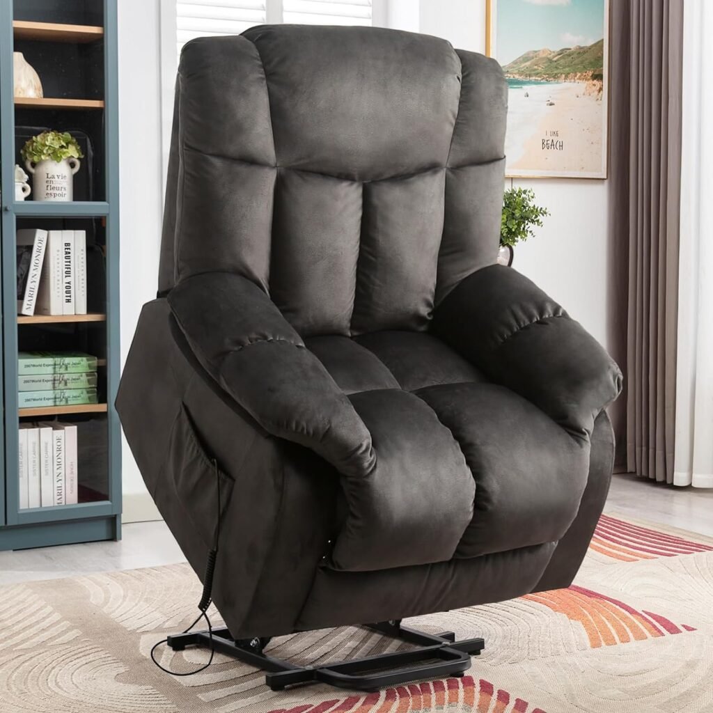 CANMOV Power Lift Recliner Chair for Elderly- Heavy Duty and Safety Motion Reclining Mechanism-Antiskid Fabric Sofa Living Room Chair with Overstuffed Design (Camel)