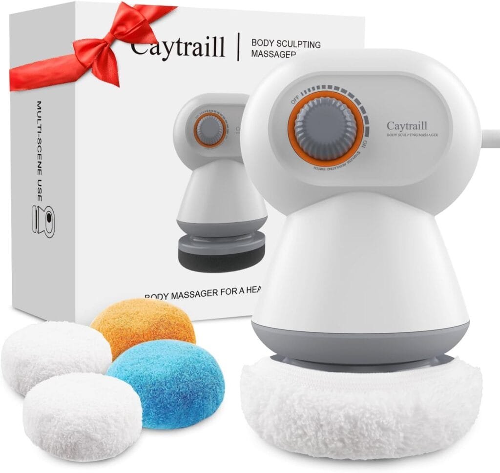 Caytraill New Upgraded Cellulite Massager, Body Sculpting Machine with 4 Washable Pads, Handheld Massager for Belly, Legs, arms and Thighs