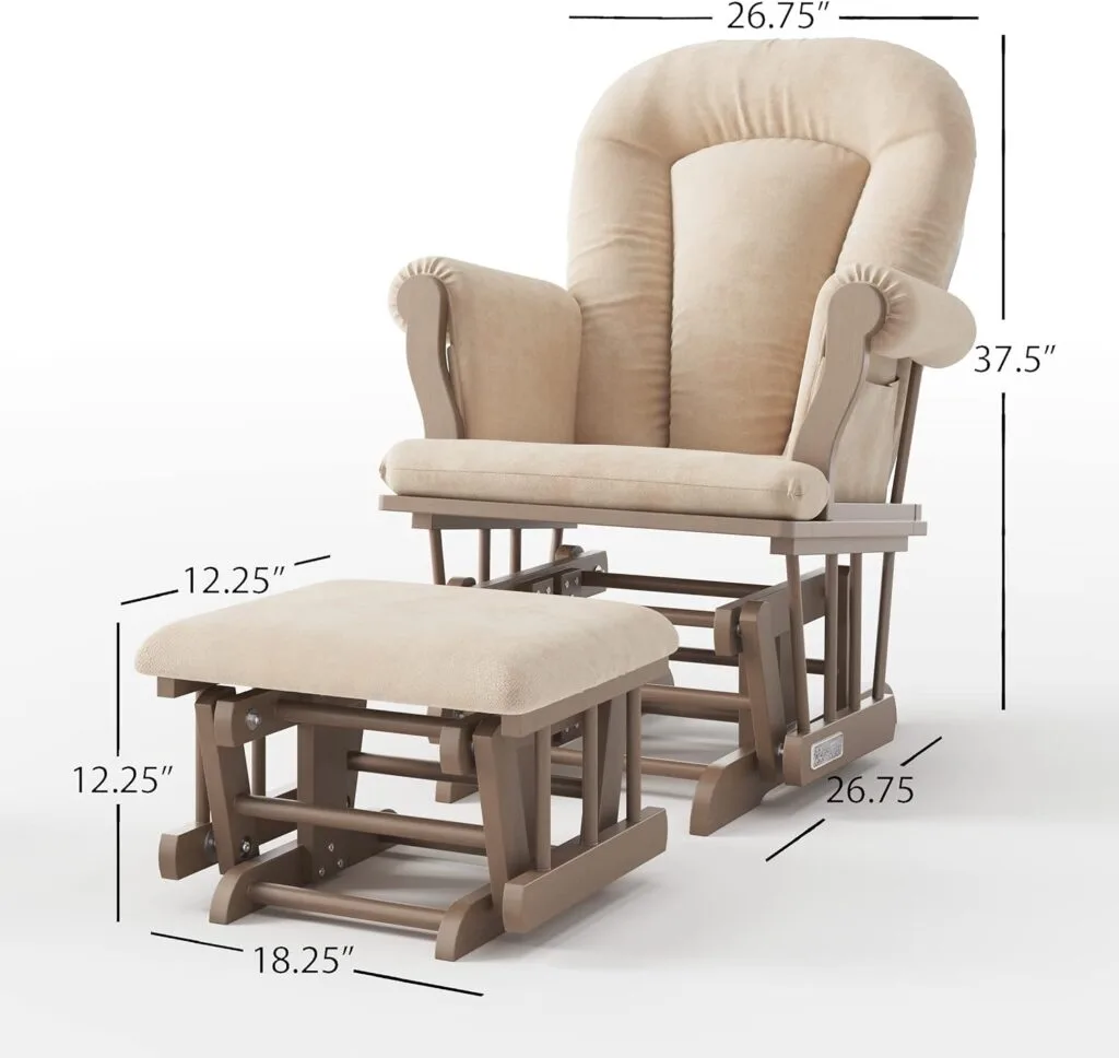 Child Craft Cozy Glider Rocker and Ottoman Set, Padded Cushion with Convenient Storage Pockets, Solid Wood Base Frame (Dusty Heather with Beige Cushion) Child Craft Cozy Glider Rocker and Ottoman Set, Padded Cushion with Convenient Storage Pockets, Solid Wood Base Frame (Dusty Heather with Beige Cushion)