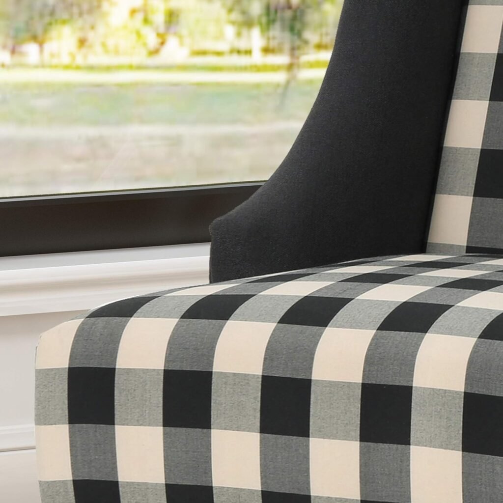 Christopher Knight Home Alonso High-Back Fabric Club Chair, Black Checkerboard and Dark Charcoal 28D x 33W x 38H Inch