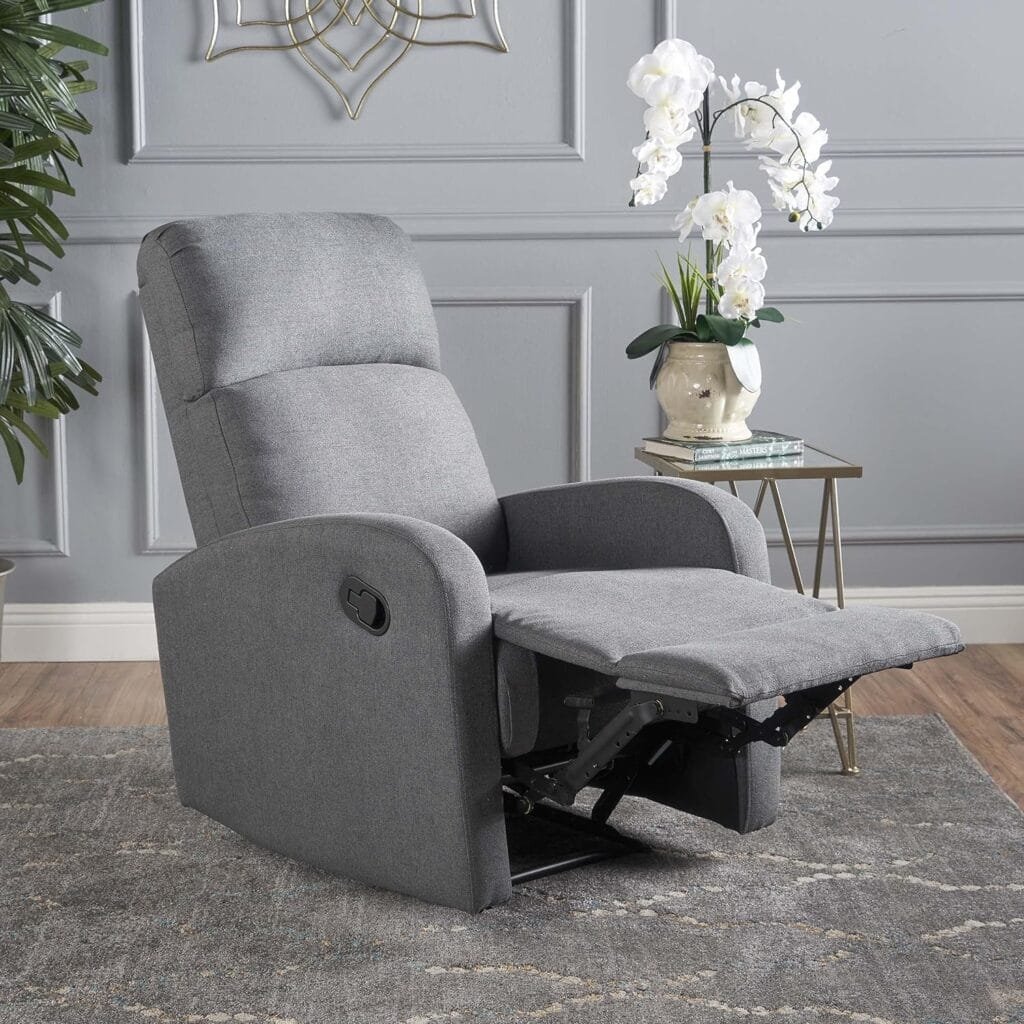 Christopher Knight Home Gaius Classic Fabric Recliner, Charcoal / Black