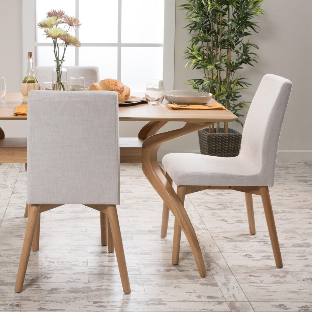 Christopher Knight Home Helen Mid-Century Modern Dining Chairs, 2-Pcs Set, Light Beige