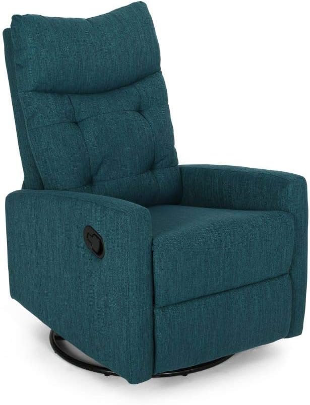 Christopher Knight Home Ishtar Glider Swivel Push Back Nursery Recliner, Teal, Black 35.75D x 25W x 39H in