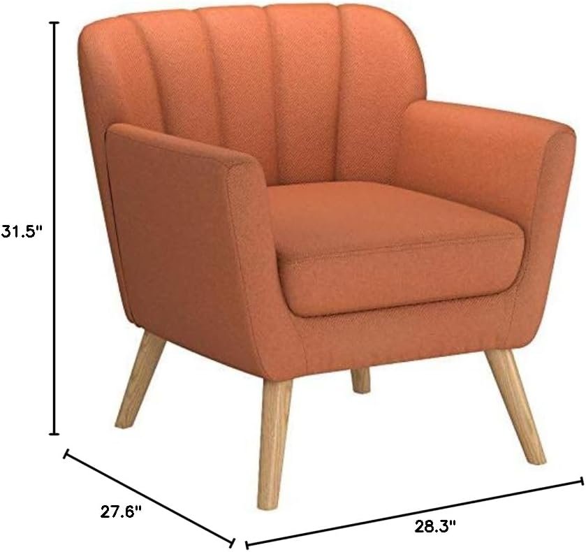 Christopher Knight Home Merel Mid-Century Modern Fabric Club Chair, Orange / Natural 27.6D x 28.3W x 31.5H in